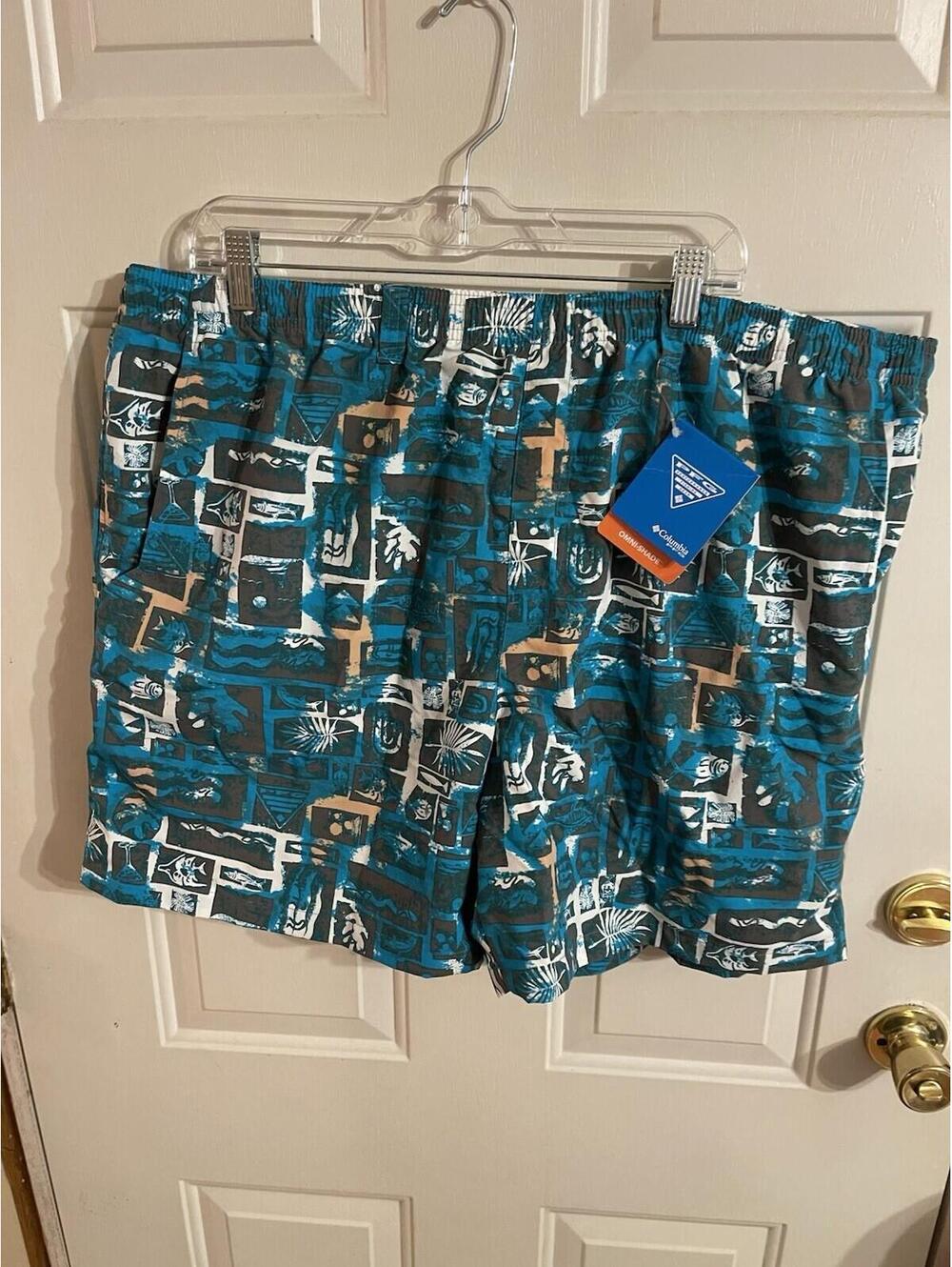 Columbia Clearwater Shores Water Trunks Mens XXL Relaxed Fit Blue/multicolor NWT